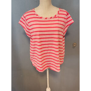 Nautica striped keyhole back high-low hem cropped scoopneck top